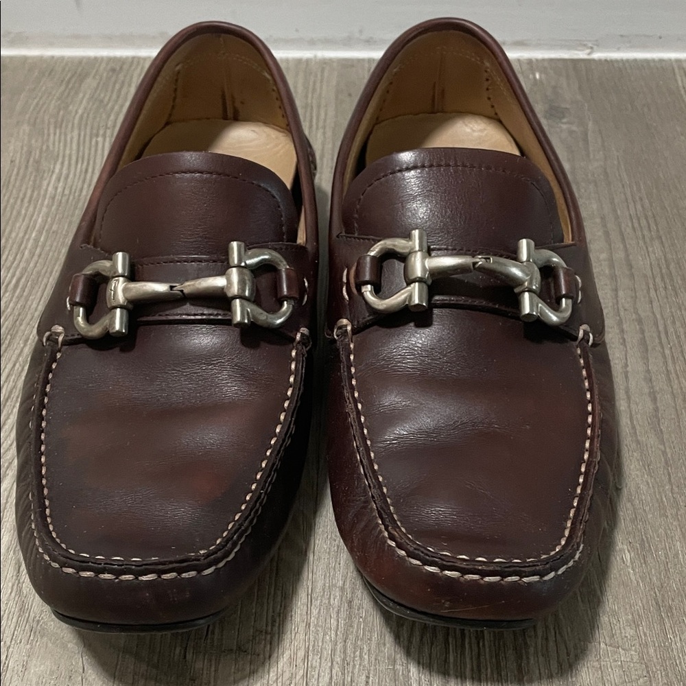 Salvatore Ferragamo Men’s Parigi Bit Driving Dark Brown Leather Loafers